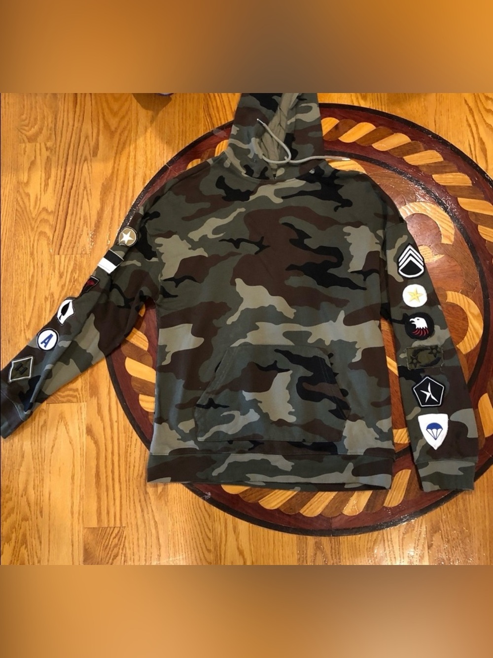PacSun Men's Camo Crewneck Hoodie in Olive and Brown
